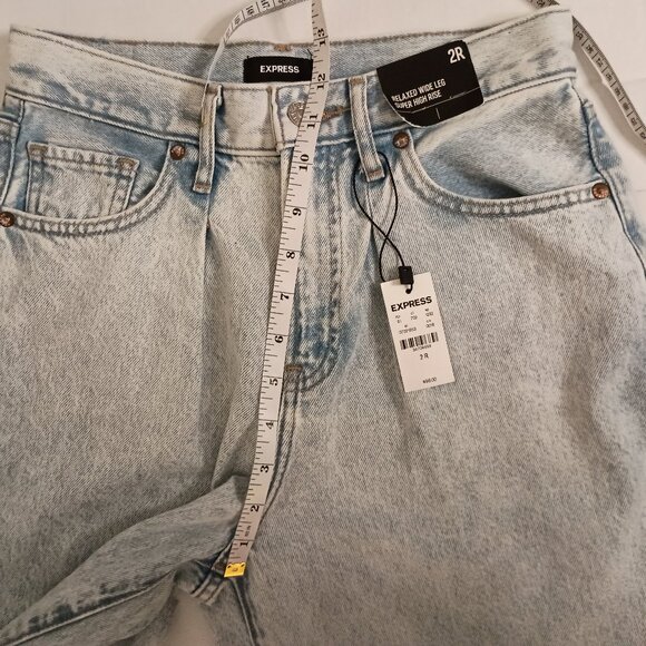 Express Light Denim Relaxed Wide Leg Super High Rise Cotton Jeans Women’s 2R NWT - Picture 12 of 15